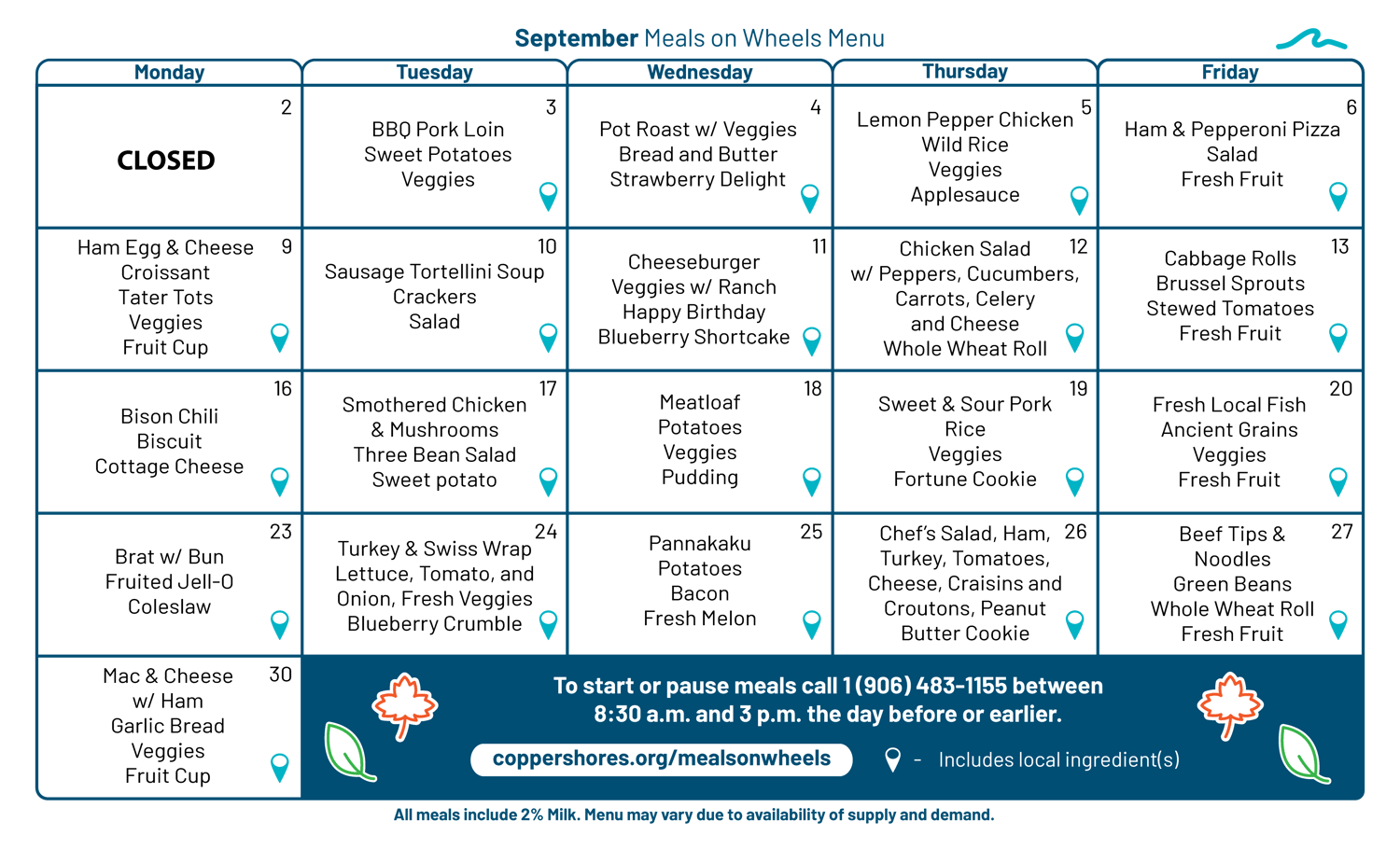 2024-08-26 Menu Calendar - September - Copper-Shores-Meals-On-Wheels-Draft4