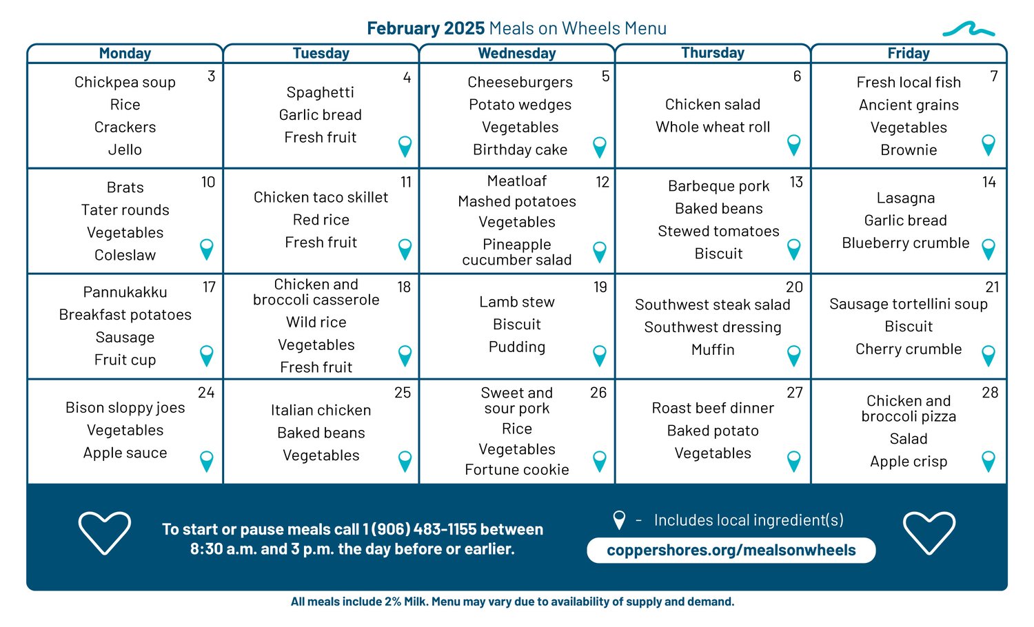 2025-01-28-Menu-Calendar---February-2025---Copper---Shores-Meals-On-Wheels