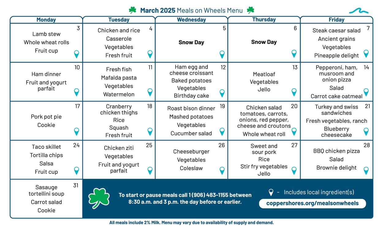 March 2025 Menu