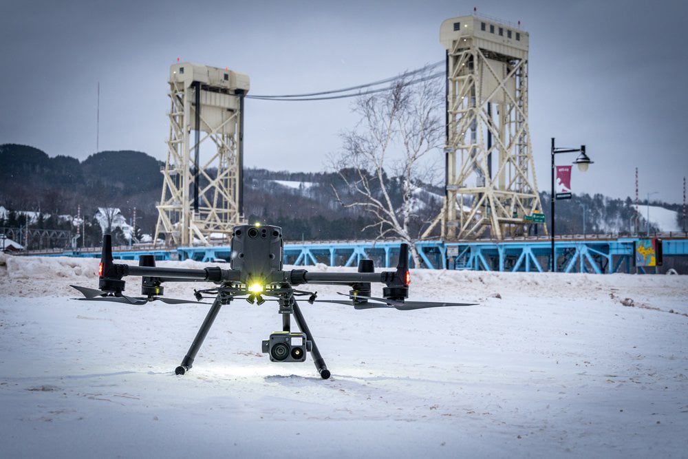 M300 RTK Drone by Portage Lake Lift Bridge